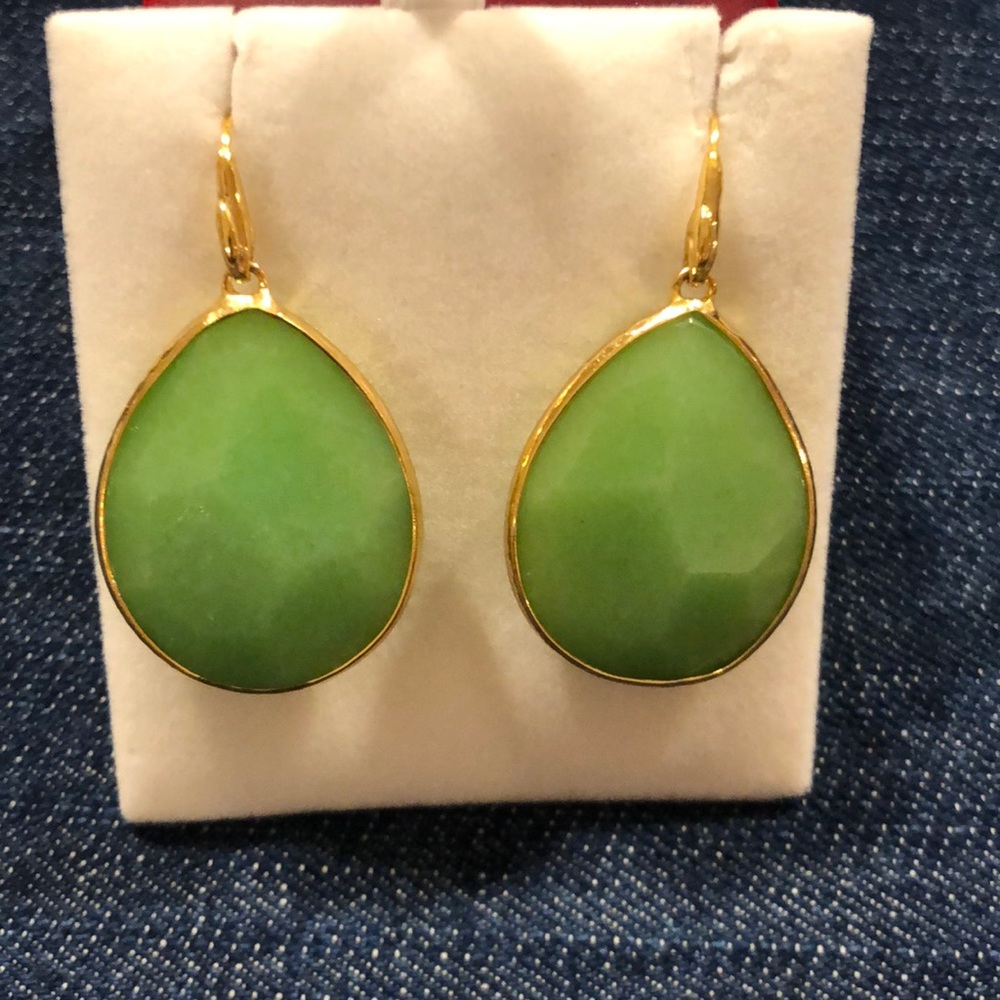 Stella & Dot Green teardrop earrings